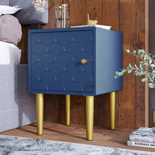 Lade das Bild in den Galerie-Viewer, Nachttisch,FSC-zertifiziert,Nachtschrank Beistelltisch,Marineblau, Sofatisch passend zu jedem Bett &amp; Schlafzimmer - H50/B35/T35 cm
