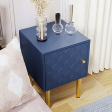 Lade das Bild in den Galerie-Viewer, Nachttisch,FSC-zertifiziert,Nachtschrank Beistelltisch,Marineblau, Sofatisch passend zu jedem Bett &amp; Schlafzimmer - H50/B35/T35 cm
