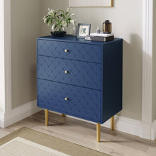 Lade das Bild in den Galerie-Viewer, Schubladenkommode Kommode mit 3 Schubladen, FSC®-zertifiziertem,Sideboard Highboard für Schlafzimmer &amp; alle Wohnräume,Marineblau-H89/B75/T40 cm

