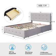 Lade das Bild in den Galerie-Viewer, Bett Samtstoff, Einzelbett/Doppelbett, Polsterbett mit Schubladen, Rückenlehne und Lattenrost, Höhenverstellbares Kopfteil (ohne Matratze)
