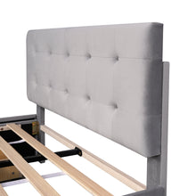 Lade das Bild in den Galerie-Viewer, Bett Samtstoff, Einzelbett/Doppelbett, Polsterbett mit Schubladen, Rückenlehne und Lattenrost, Höhenverstellbares Kopfteil (ohne Matratze)
