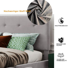 Lade das Bild in den Galerie-Viewer, Bett Samtstoff, Einzelbett/Doppelbett, Polsterbett mit Schubladen, Rückenlehne und Lattenrost, Höhenverstellbares Kopfteil (ohne Matratze)
