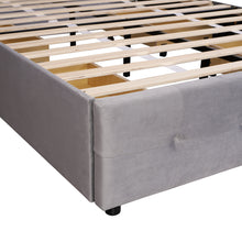Lade das Bild in den Galerie-Viewer, Bett Samtstoff, Einzelbett/Doppelbett, Polsterbett mit Schubladen, Rückenlehne und Lattenrost, Höhenverstellbares Kopfteil (ohne Matratze)
