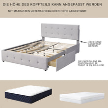 Lade das Bild in den Galerie-Viewer, Bett Samtstoff, Einzelbett/Doppelbett, Polsterbett mit Schubladen, Rückenlehne und Lattenrost, Höhenverstellbares Kopfteil (ohne Matratze)
