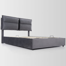 Lade das Bild in den Galerie-Viewer, Hydraulisch Doppelbett Polsterbett 140x200cm,Verstellbares Kopfteil, Bett mit Lattenrost aus Metallrahmen, Samt, Modernes Bettgestell mit Stauraum, Großer Stauraum, Grau(Ohne Matratze)
