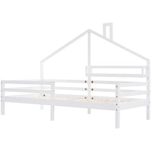Lade das Bild in den Galerie-Viewer, Hausbett Kinderbett mit Ablageregal Kaminform 90x200 Weiß
