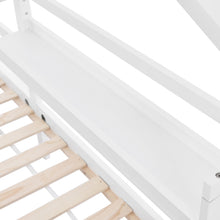 Lade das Bild in den Galerie-Viewer, Hausbett Kinderbett mit Ablageregal Kaminform 90x200 Weiß
