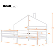 Lade das Bild in den Galerie-Viewer, Hausbett Kinderbett mit Ablageregal Kaminform 90x200 Weiß
