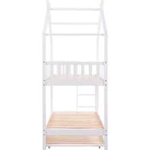 Lade das Bild in den Galerie-Viewer, Hausbett Kinderbett Jugendbett，90x200，drei Betten，Ausziehbar，Platzsparendes Design，Weiß

