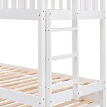 Lade das Bild in den Galerie-Viewer, Hausbett Kinderbett Jugendbett，90x200，drei Betten，Ausziehbar，Platzsparendes Design，Weiß
