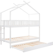 Lade das Bild in den Galerie-Viewer, Hausbett Kinderbett Jugendbett，90x200，drei Betten，Ausziehbar，Platzsparendes Design，Weiß
