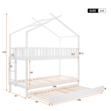 Lade das Bild in den Galerie-Viewer, Hausbett Kinderbett Jugendbett，90x200，drei Betten，Ausziehbar，Platzsparendes Design，Weiß
