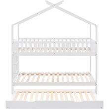 Lade das Bild in den Galerie-Viewer, Hausbett Kinderbett Jugendbett，90x200，drei Betten，Ausziehbar，Platzsparendes Design，Weiß
