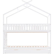 Lade das Bild in den Galerie-Viewer, Hausbett Kinderbett Jugendbett，90x200，drei Betten，Ausziehbar，Platzsparendes Design，Weiß
