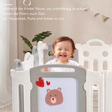Lade das Bild in den Galerie-Viewer, Laufgitter Baby Laufstall mit Zeichenbrett, Pinsel,, Kinderrutsche und Basketballkorb (200*200*61 cm) , Matten und Dekorationen sind nicht im Lieferumfang enthalten

