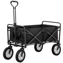 Lade das Bild in den Galerie-Viewer, Zusammenklappbarer Station Wagon Outdoor All Terrain Trolley，Faltbarer Bollerwagen Handwagen Gartenwagen ，Getränkehalter aus Mesh, verstellbare Griffe, Stofftasche, 360°-Rotation des VorderradsSchwarz
