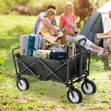 Lade das Bild in den Galerie-Viewer, Zusammenklappbarer Station Wagon Outdoor All Terrain Trolley，Faltbarer Bollerwagen Handwagen Gartenwagen ，Getränkehalter aus Mesh, verstellbare Griffe, Stofftasche, 360°-Rotation des VorderradsSchwarz
