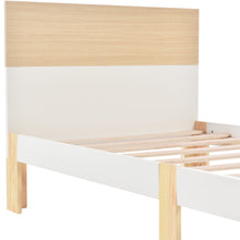 Lade das Bild in den Galerie-Viewer, Holzbett Einzelbett mit Kopfteil Stauraumbett aus Bettgestell mit Lattenrost-90x200 cm Natürlich&amp; Weiß Klassischen Landhausstil
