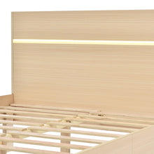 Lade das Bild in den Galerie-Viewer, Holzbett LED Stauraumbett Holzbett Doppelbett mit Kopfteil aus Bettgestell mit Lattenrost-140 x 200 cm
