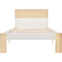 Lade das Bild in den Galerie-Viewer, Holzbett Einzelbett mit Kopfteil Stauraumbett aus Bettgestell mit Lattenrost-90x200 cm Natürlich&amp; Weiß Klassischen Landhausstil
