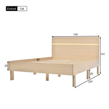 Lade das Bild in den Galerie-Viewer, Holzbett LED Stauraumbett Holzbett Doppelbett mit Kopfteil aus Bettgestell mit Lattenrost-140 x 200 cm
