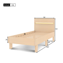 Lade das Bild in den Galerie-Viewer, Holzbett LED Stauraumbett Holzbett Einzelbett mit Kopfteil aus Bettgestell mit Lattenrost-90 x 200 cm
