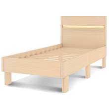 Lade das Bild in den Galerie-Viewer, Holzbett LED Stauraumbett Holzbett Einzelbett mit Kopfteil aus Bettgestell mit Lattenrost-90 x 200 cm

