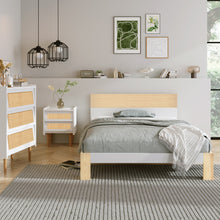 Lade das Bild in den Galerie-Viewer, Holzbett Einzelbett mit Kopfteil Stauraumbett aus Bettgestell mit Lattenrost-90x200 cm Natürlich&amp; Weiß Klassischen Landhausstil
