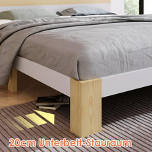 Lade das Bild in den Galerie-Viewer, Holzbett Einzelbett mit Kopfteil Stauraumbett aus Bettgestell mit Lattenrost-90x200 cm Natürlich&amp; Weiß Klassischen Landhausstil
