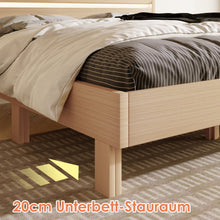 Lade das Bild in den Galerie-Viewer, Holzbett LED Stauraumbett Holzbett Doppelbett mit Kopfteil aus Bettgestell mit Lattenrost-140 x 200 cm

