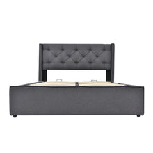 Lade das Bild in den Galerie-Viewer, Hydraulisch Doppelbett Polsterbett 140x200cm,Bett mit Lattenrost aus Metallrahmen, Modernes Bettgestell mit Stauraum, Baumwolle, Grau
