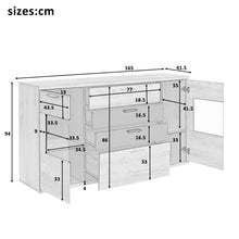 Lade das Bild in den Galerie-Viewer, Sideboard Kommode Anrichte Standschrank Lagerung Schrank Schrank Einheit mit 7 Farben LED-Leuchten für Esszimmer Wohnzimmer（Holzfarbe und schwarz）
