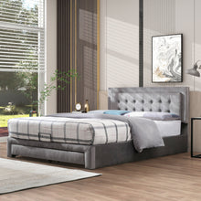 Lade das Bild in den Galerie-Viewer, Bett mit Kasten und Schubladen, Samtstoff, Polsterbett, Lattenrost, Doppelbett, großer Stauraum（140 x 200, Grau）
