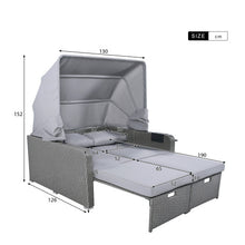 Lade das Bild in den Galerie-Viewer, Polyrattan Gartenmöbel für 2 Personen, Gartensofa, Loungesofa, grau
