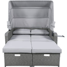 Lade das Bild in den Galerie-Viewer, Polyrattan Gartenmöbel für 2 Personen, Gartensofa, Loungesofa, grau
