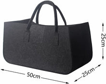 Lade das Bild in den Galerie-Viewer, 2 Stück Filztasche Kaminholztasche,Shopper Taschen mit Henkel, Holzkorb für Kaminholz, Groß Einkaufskorb Einkaufstasche, 50*25*25CM (Dunkelgrau)
