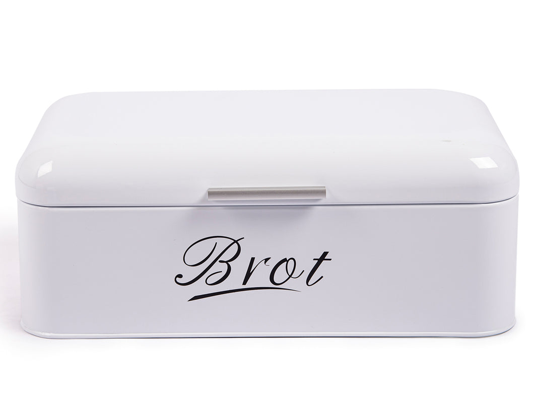 Brotbox  mit Deckel, Großer Knäckebrot Box aus Metall, Brot und Kekse Lange Aufbewahren und Trocken Halten, Retro Design 43cm*23cm*17cm (Weiß)