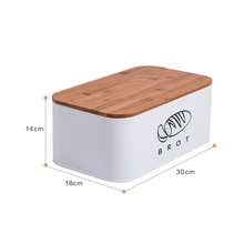 Lade das Bild in den Galerie-Viewer, Brotkasten mit Deckel, Großer Knäckebrot Box aus Metall, Brotaufbewahrungsbox , Brot,Kekse Lange Aufbewahren und Trocken Halten(Weiß-30cm)
