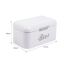 Lade das Bild in den Galerie-Viewer, Brotbox  mit Deckel, Großer Knäckebrot Box aus Metall, Brot und Kekse Lange Aufbewahren und Trocken Halten, Retro Design 31cm*19cm*16cm (Weiß)
