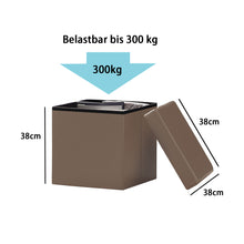 Lade das Bild in den Galerie-Viewer, Sitzhocker Sitzwürfel mit Stauraum .Fußhocker,Aufbewahrungsbox faltbar,Deckel abnehmbar, 38 x 38 x 38 cm,Aus MDF-Platte und Kunstleder (Taupe)
