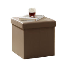 Lade das Bild in den Galerie-Viewer, Sitzhocker Sitzwürfel mit Stauraum .Fußhocker,Aufbewahrungsbox faltbar,Deckel abnehmbar, 38 x 38 x 38 cm,Aus MDF-Platte und Kunstleder (Taupe)
