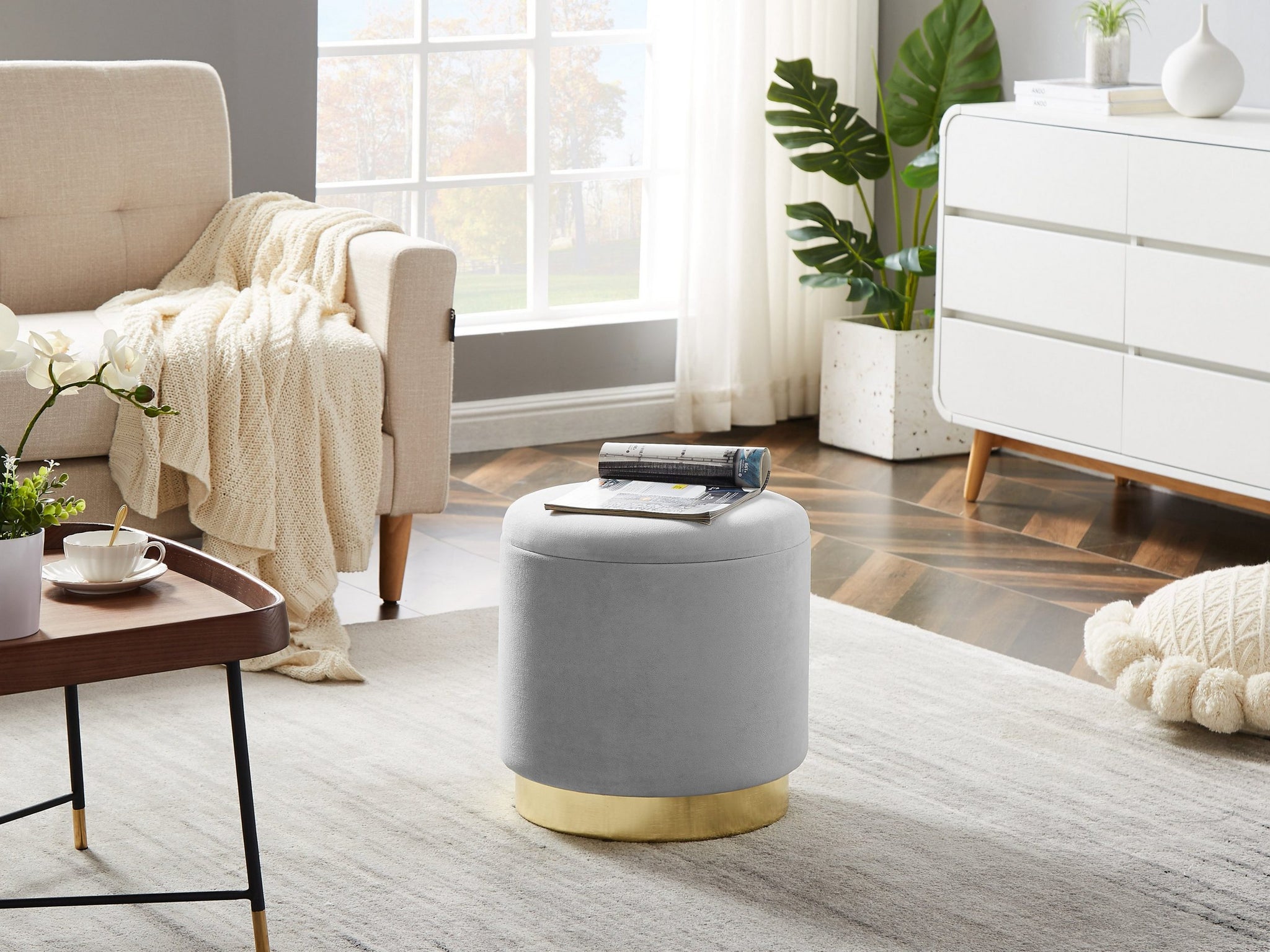 samt hocker mit aufbewahrung Hocker Zylindrischer Samthocker Sitzhocker mit Stauraum rund, Polsterh –  Zedelmaier Shop