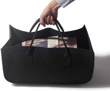 Lade das Bild in den Galerie-Viewer, 2 Stück Filztasche Kaminholztasche,Shopper Taschen mit Henkel, Holzkorb für Kaminholz, Groß Einkaufskorb Einkaufstasche, 50*25*25CM (Dunkelgrau)
