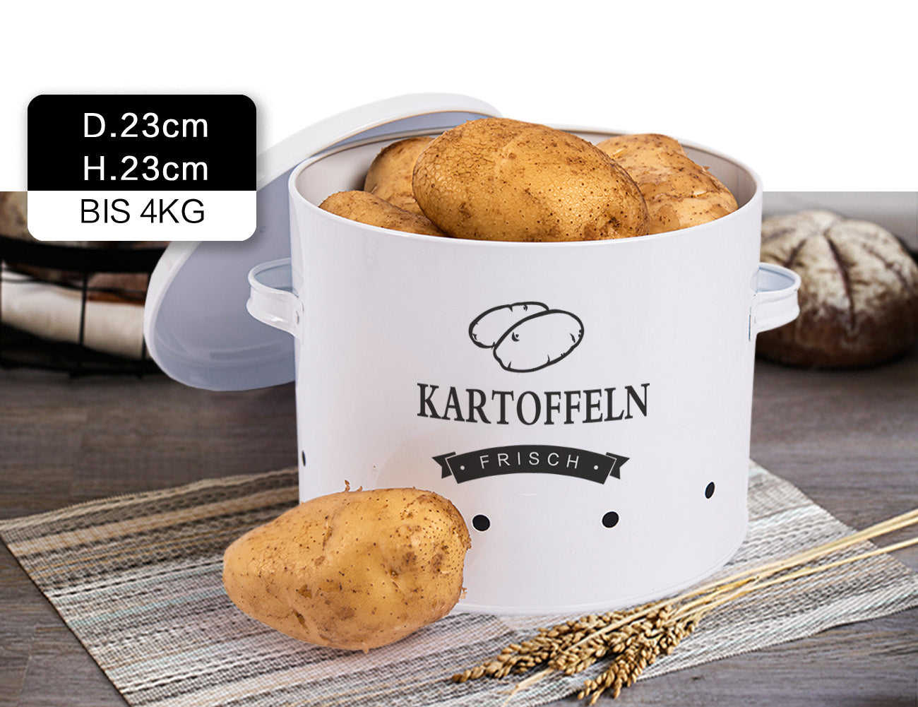 Kartoffel Vorratsdosen Set, Kartoffeltopf im Retro Zwiebeltopf, Vorrat – Zedelmaier Shop