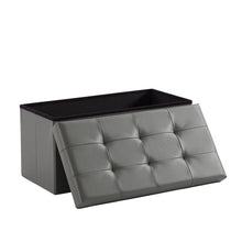 Lade das Bild in den Galerie-Viewer, Sitzbank,Fußhocker, Sitztruhe faltbar mit Stauraum belastbar bis 300kg 76 x 38 x 38 cm«, Aus MDF-Platte und Kunstleder. (Kunstleder-Grau)
