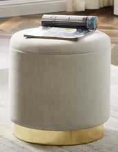 Lade das Bild in den Galerie-Viewer, Hocker Zylindrischer Samthocker  mit Stauraum rund, Polsterhocker kleiner,Fußbank Hocker ,Maximale Belastung 150kg,Größe 37x37x41.5cm(Beige)
