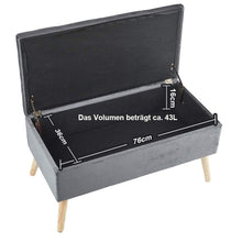 Lade das Bild in den Galerie-Viewer, Sitztruhe Sitzhocker Fußhocker mit Stauraum Deckel und Holzfüßen, 79,5 x 39,5 x 40 cm(Hellgrauer Samt)
