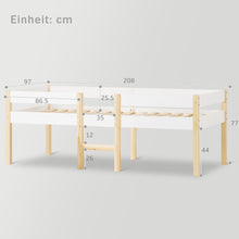 Lade das Bild in den Galerie-Viewer, Bett Kinderbett mit Rausfallschutz, Kiefer-Vollholz-90x200 cm-Weiß &amp; Eiche
