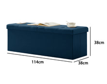 Lade das Bild in den Galerie-Viewer, Sitzbank mit Stauraum Faltbar Sitztruhe belastbar bis 300 kg, Deckel Abnehmbar, 114x38x38 cm Marineblau
