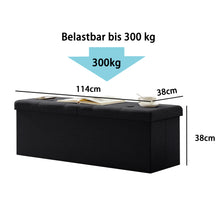 Lade das Bild in den Galerie-Viewer, Sitzbank mit Stauraum Sitzhocker Faltbar Sitztruhe belastbar bis 300 kg, Deckel Abnehmbar, 114cm。
